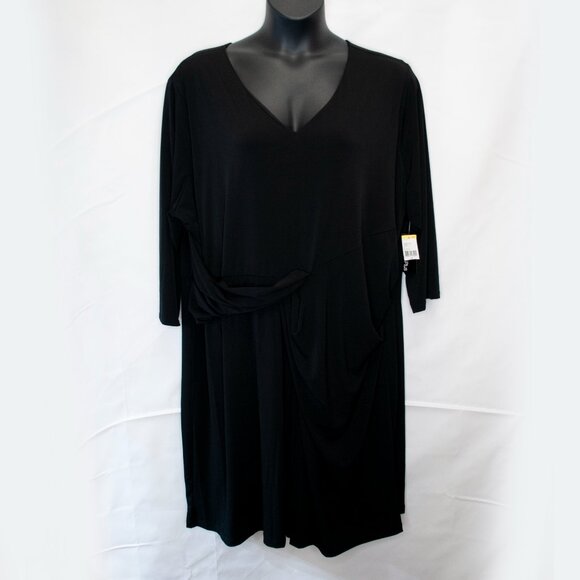 NEW Metaphor Ruched Side Dress Womens 3X Black Plus Work Office Casual FF09X - Picture 1 of 6
